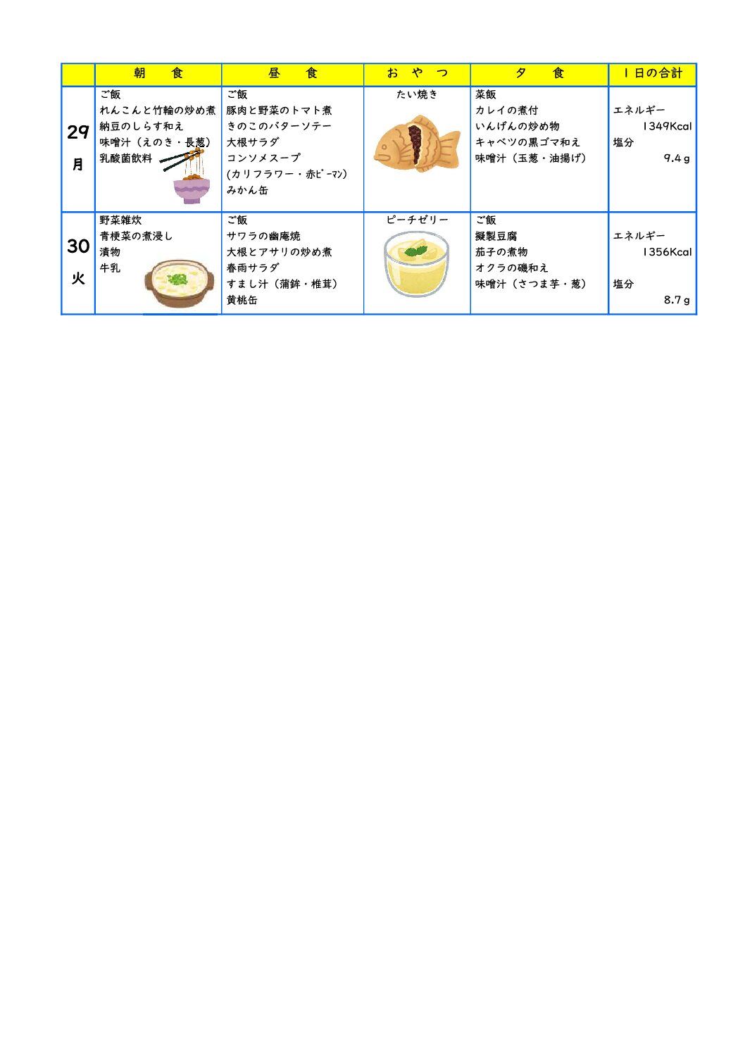第5週の献立